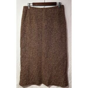 Vintage Brown Eddie Bauer Wool and Silk Blend Pencil Skirt Womens 12 Petite